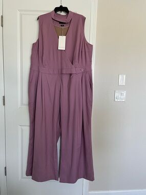 NWT Wildfang Purple Sleeveless Wide-Leg Jumpsuit Size 24W